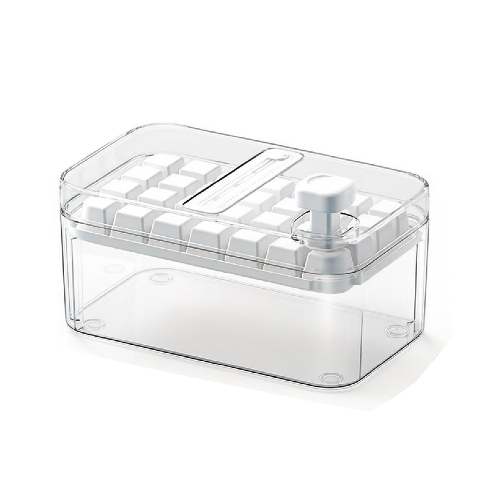 DTSXFTLY Ice Cube Tray with Lid Press Type Ice Maker Freezer Mold Storage Container,White,B