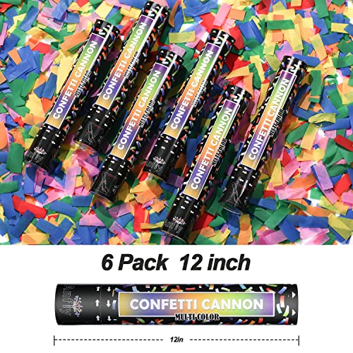 Confetti Cannon Party Confetti Poppers (6 Pack) - Anfly Multicolor Confetti Shooters, Biodegradable Confetti Blaster For Birthday, Graduation, Wedding, Christmas, New Year's Eve #TOP2