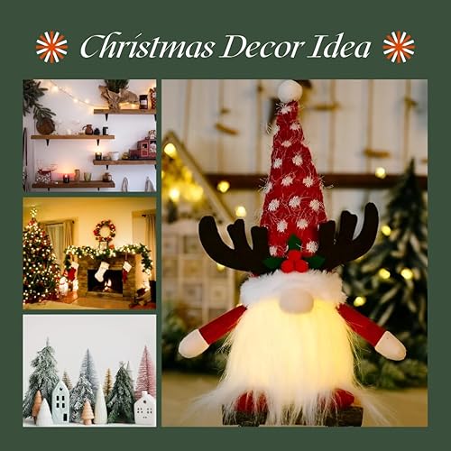 Miniatura 5 de Gnomo iluminado para fiestas navideñas de 12 pulgadas, Tomte sueco de peluche hecho a mano, regalo de vacaciones de elfo iluminado, decoraciones de