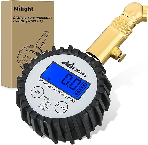 Miniatura 24 de Nilight Inflador de neumáticos, compresor de aire portátil, batería recargable de 12 V CC, 150 PSI, apagado automático inalámbrico con medidor de 2