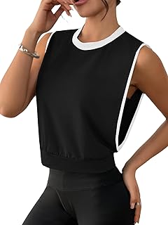 Women Workout Crop Tank Tops Cropped Sleeveless Muscle Shirt Gym Yoga Running