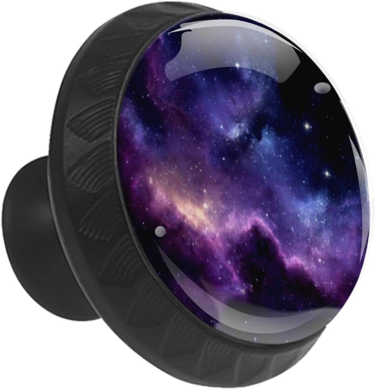 Black Nebula Purple Galaxy Glass Furniture Knobs, Practical Drawer Pulls with Long & Short Mounting Screws
