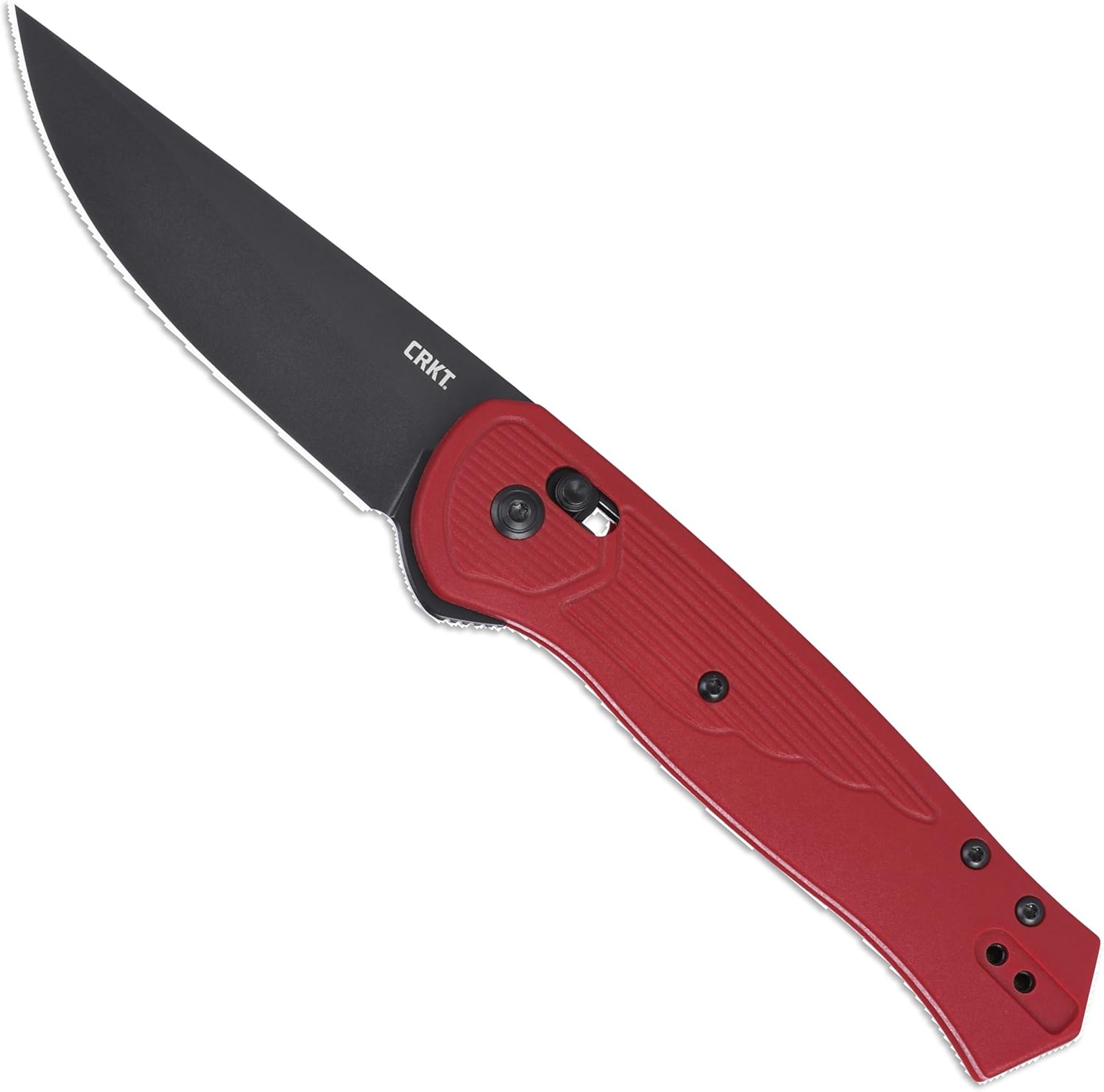 CRKT Sero Everyday Carry Folding Knife with Crossbar Lock: S35VN Plain Edge Blade, Red Glass-Reinforced Nylon Handle, 7170R
