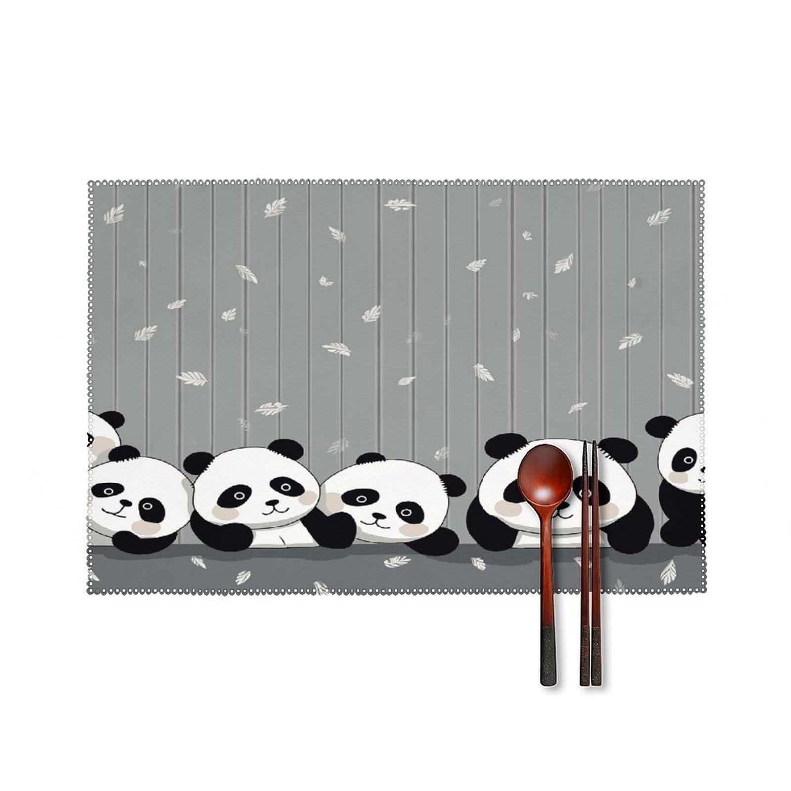 Fekiloot Style Funny Baby Panda Placemats Set Of 6,Table Mat