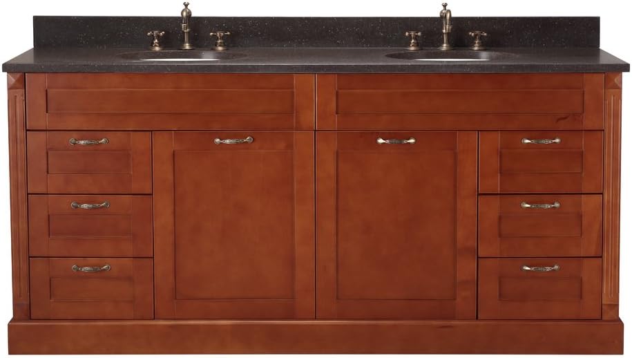 Kordura 72 Inch Solid Wood Bath Vanity with Sparking Black Quartz Top ...
