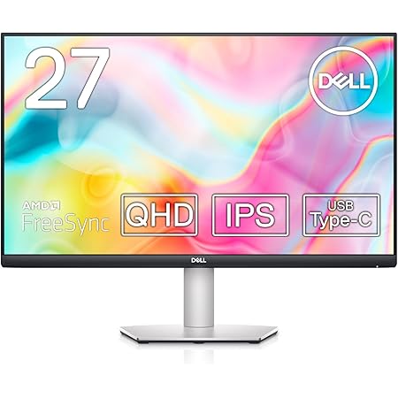 Dell S2722DC USB-C 27 Inch QHD (2560x1440) Monitor, 75Hz, IPS, 4ms, AMD FreeSync, 99% sRGB, Built-in Speakers, USB-C, 2x HDMI, 2x USB, 3 Year Warranty, Silver