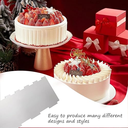 Miniatura 3 de Raspador de acero inoxidable de 8.6 pulgadas para tartas, raspador de metal para nivelador más suave para tartas, peine para decoración de pasteles,