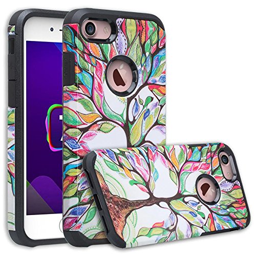[GW USA] Compatible for iPhone 8 Case, iPhone 7 Case [Shock Absorption] Hybrid Dual Layer Armor Defender Protective Case Cover for iPhone 8 / iPhone 7, Colorful Tree
