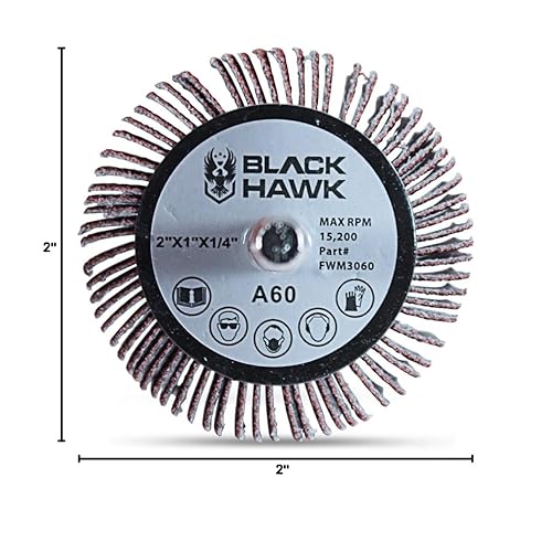 Miniatura 5 de BHA Ruedas de aleta montadas en vástago de óxido de aluminio, 2" x 1" x 14", grano 80 - Paquete de 5