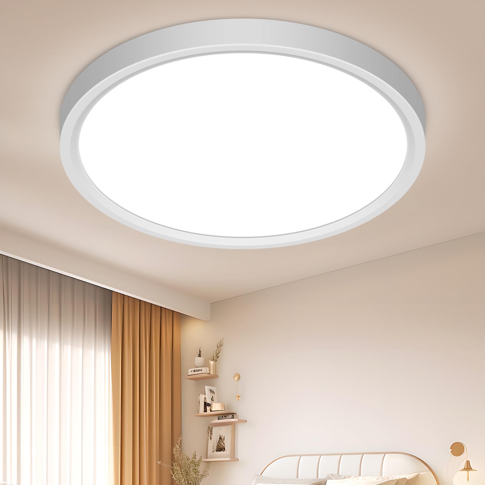 Lámpara de Techo 24W Plafon LED 6500K 2400LM IP44 Impermeable Ultra Delgado Techo de Baño Ø30CM Lampara Techo para Baño Cocina Dormitorio Balcón