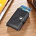 YWHBK Credit Card Holder, Mens Card Holder, Leather Wallets for Men Slim Front Pocket Anti-Theft RFID Auto Pop up Metal Card Case Wallet Small Money Clip (black)