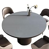 YAHUO PUレザー テーブルマット テーブルクロス デスクマット 円形 テーブルカバー 防水 耐久 汚れ防止 グレー 直径110cm