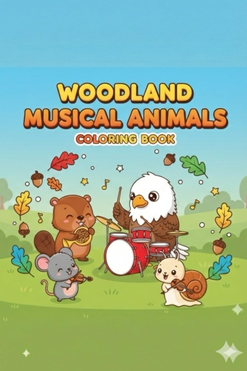 WOODLAND MUSICAL ANIMALS Coloring Book: A Cute and Fun Coloring Book Featuring Woodland Animals Playing Musical Instruments, Designed for Kids Ages 4–8 to Inspire Creativity and Relaxation