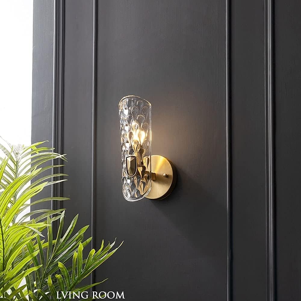 Postmodern - Lámpara de pared de cristal moderna de latón, lámpara de pared para interior, espejo de tocador, sala de estar, restaurante, guardarropa, decoración de pared, luz brillante
