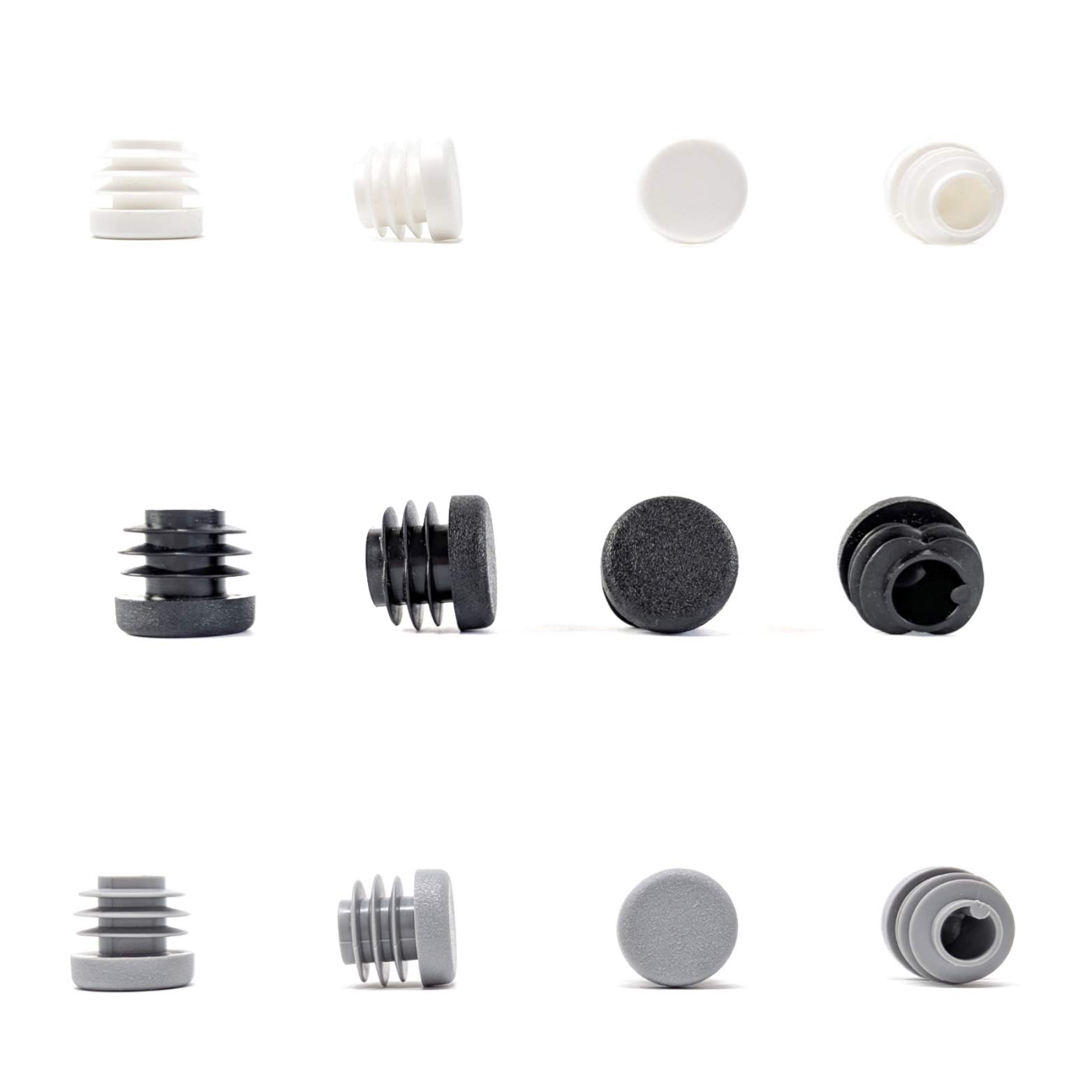 Round Tube Inserts End Caps, Varierty of Sizes in Black, White or Grey - Made in Germany (Please see diagram before ordering) 18mm, Grey, Pack of 8 — image 1
