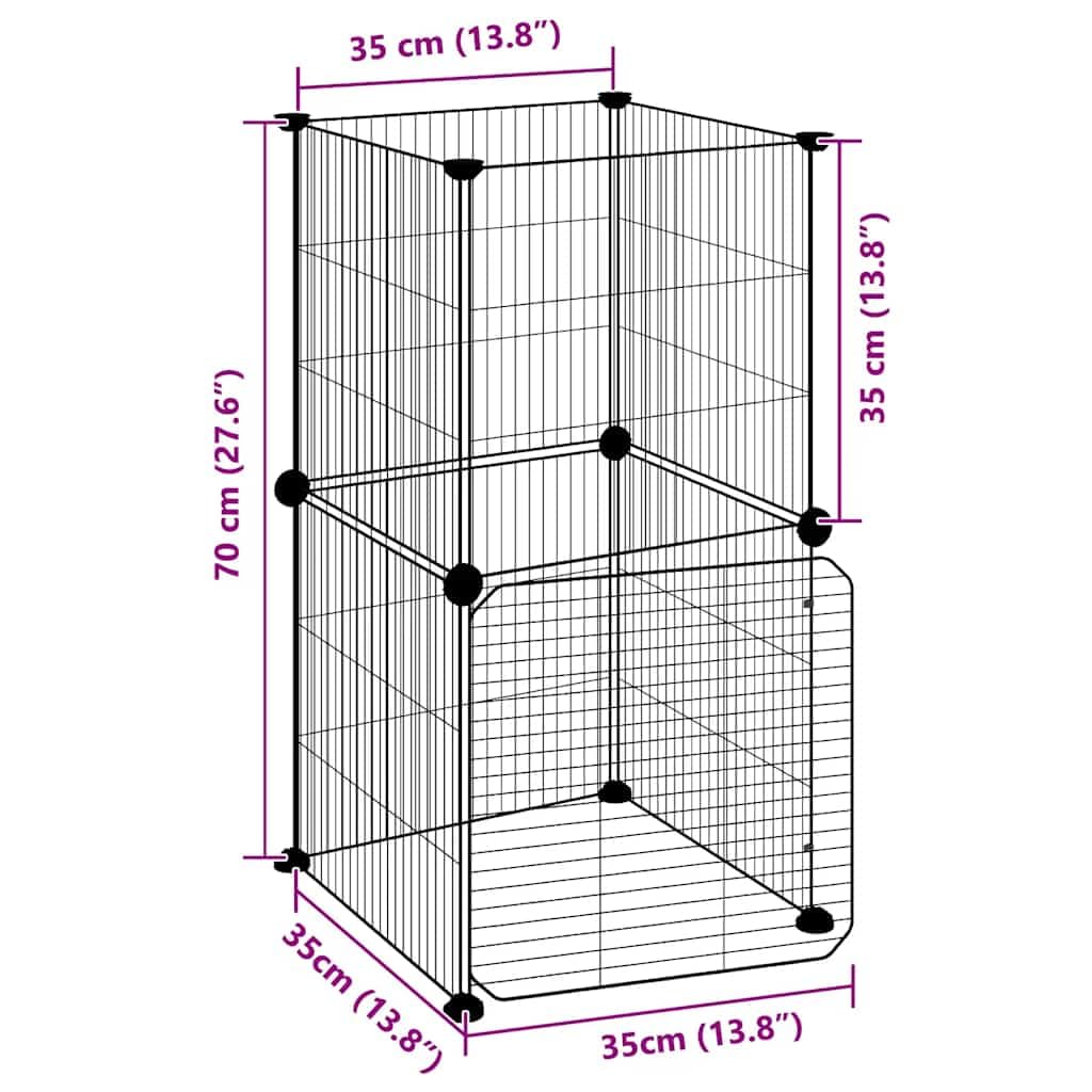 8 piezas jaula para mascotas con puerta negra 35 x 35 cm de acero, rejilla expandible para roedores, conejos, cobayas, hámsters, interiores y exteriores, apartamentos y balcones
