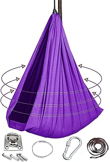 ZCXBHD Sensory Swing for Adults Indoor Swing for Adults with Autism Cuddle Hammock for Children Helps with Sensory Processing Disorder Autism ADHD (Color : Light Purple, Size : 150x280CM/59x110in)