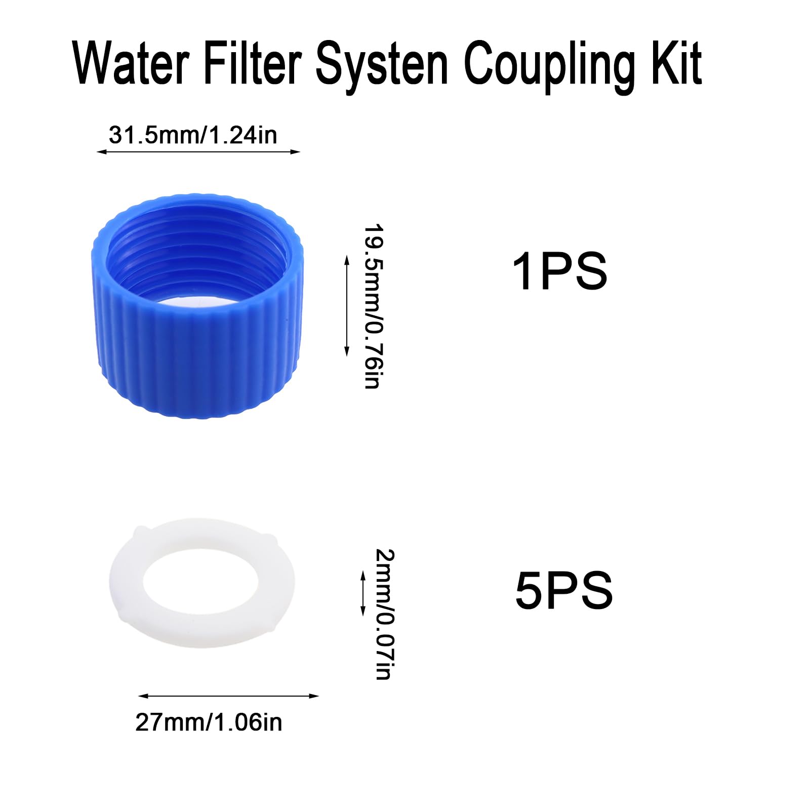 Water Filter Coupling Kit Compatible with 28mm External Thread Water Filters Standard Plastic Bottles Includes 5 Replacement Sealing — view 2