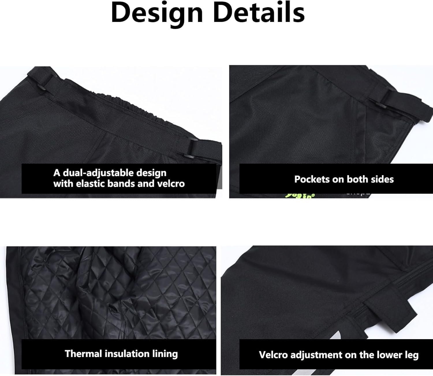 LOMENG Winter Detachable Motorcycle Riding Pants with Full Leg Zip and Armor Insulated Motorbike Overpants for Cold Weather - Image 4