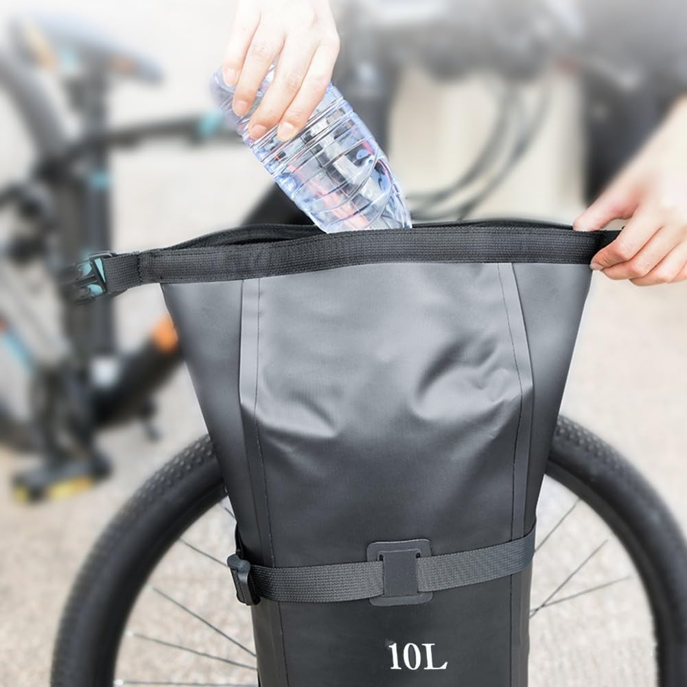 Sac de fourche avant de vélo étanche 10 L avec porte-fourche en métal pour vélo de randonnée (2 x porte-bagages + 2 sacs)