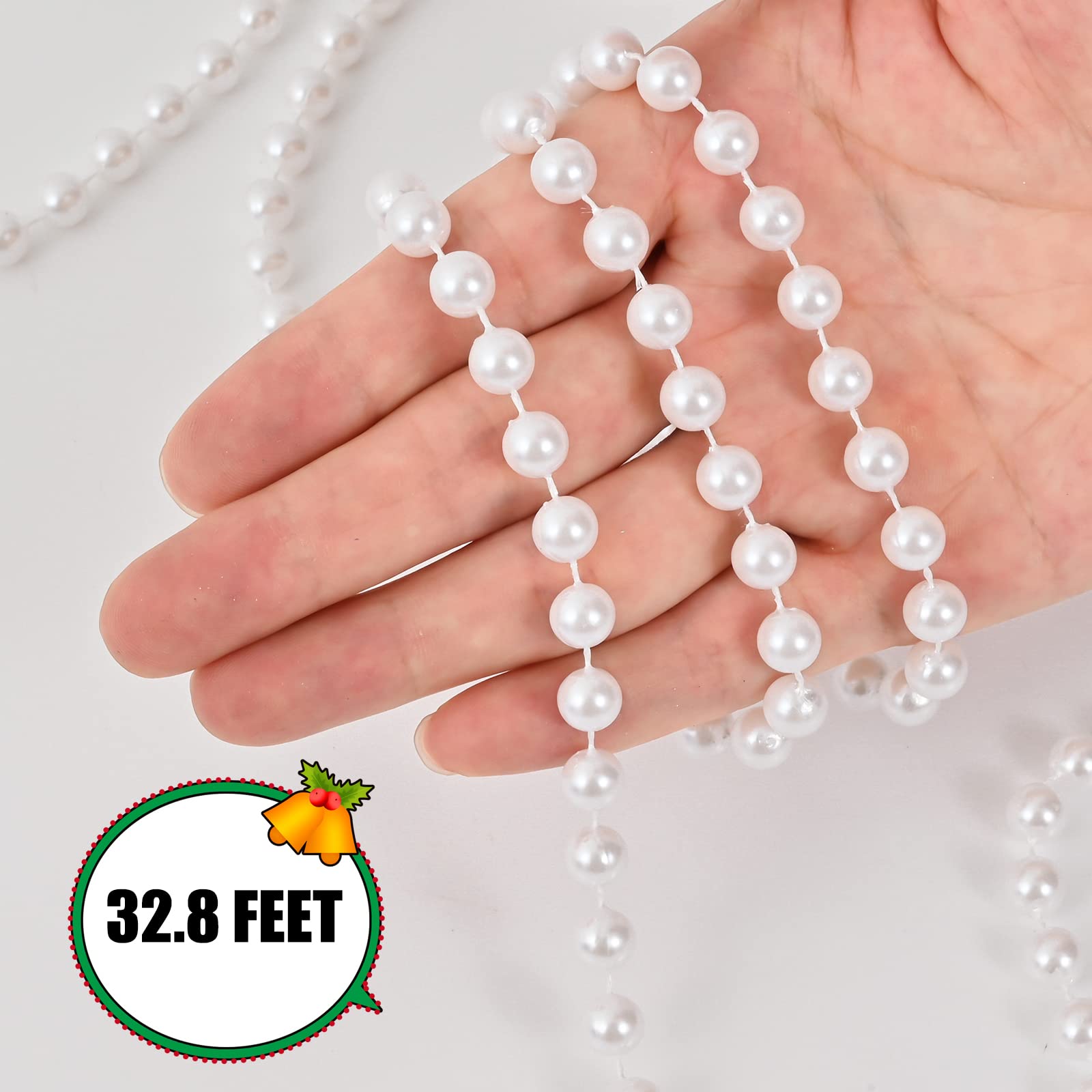 Ghirlanda Di Perline Per Albero Di Natale: 10 Metri, Perle Artificiali 8 Mm, Colore Argento, Decorazioni Fai Da Te