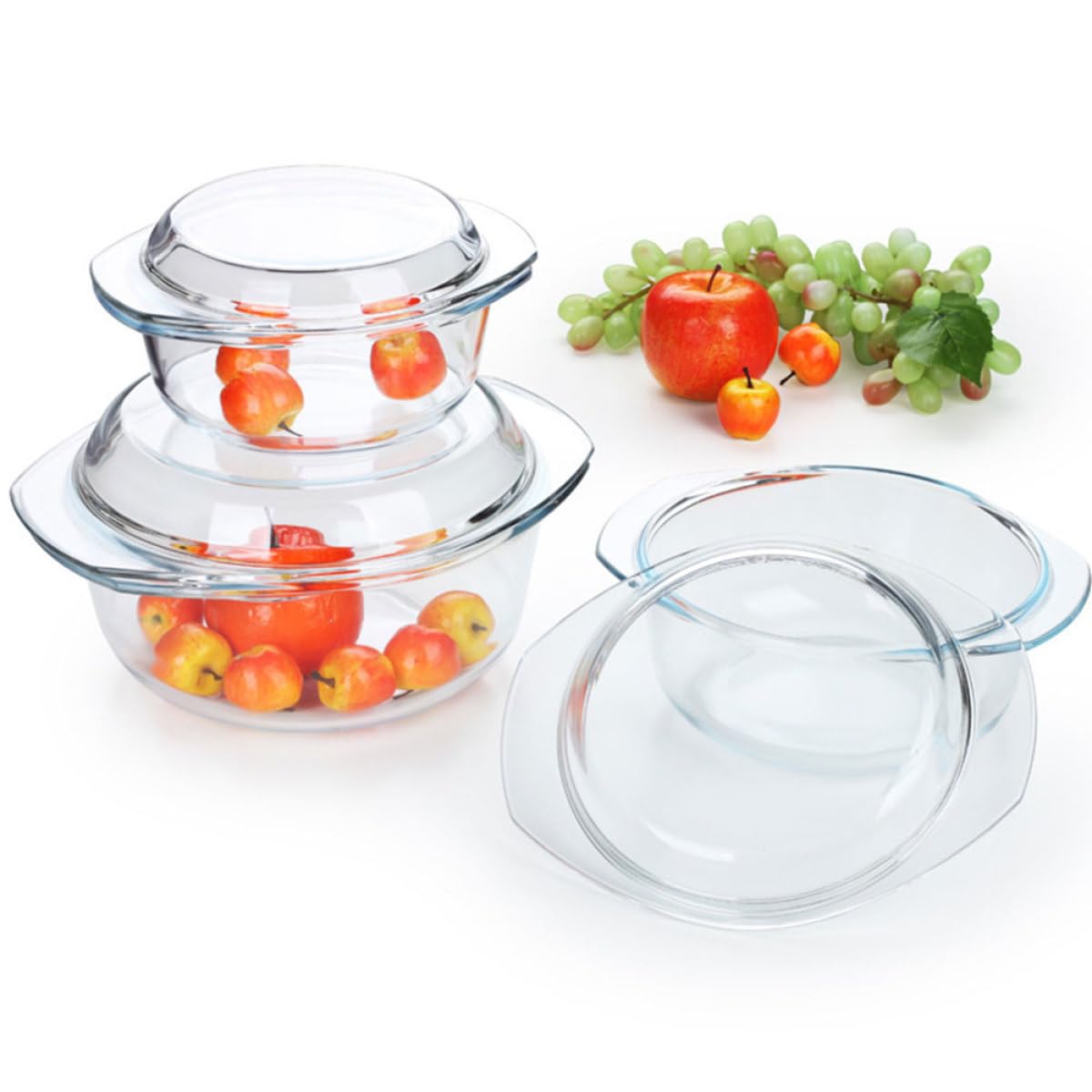 DOITOOL Hitzebeständige Tempered Glass Bowl mit Deckel Ofen Mikrowellengeeignete Suppenterrine Spülmaschinenfester Glasbehälter für Vielseitiges Kochgeschirr und Aufbewahrung