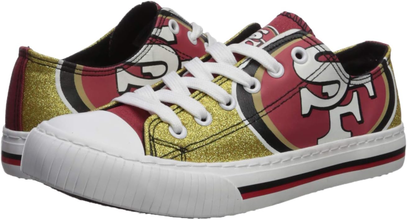 FOCO San Francisco 49ers NFL Womens Glitter Low Top Canvas Shoes - 9 - Image 7