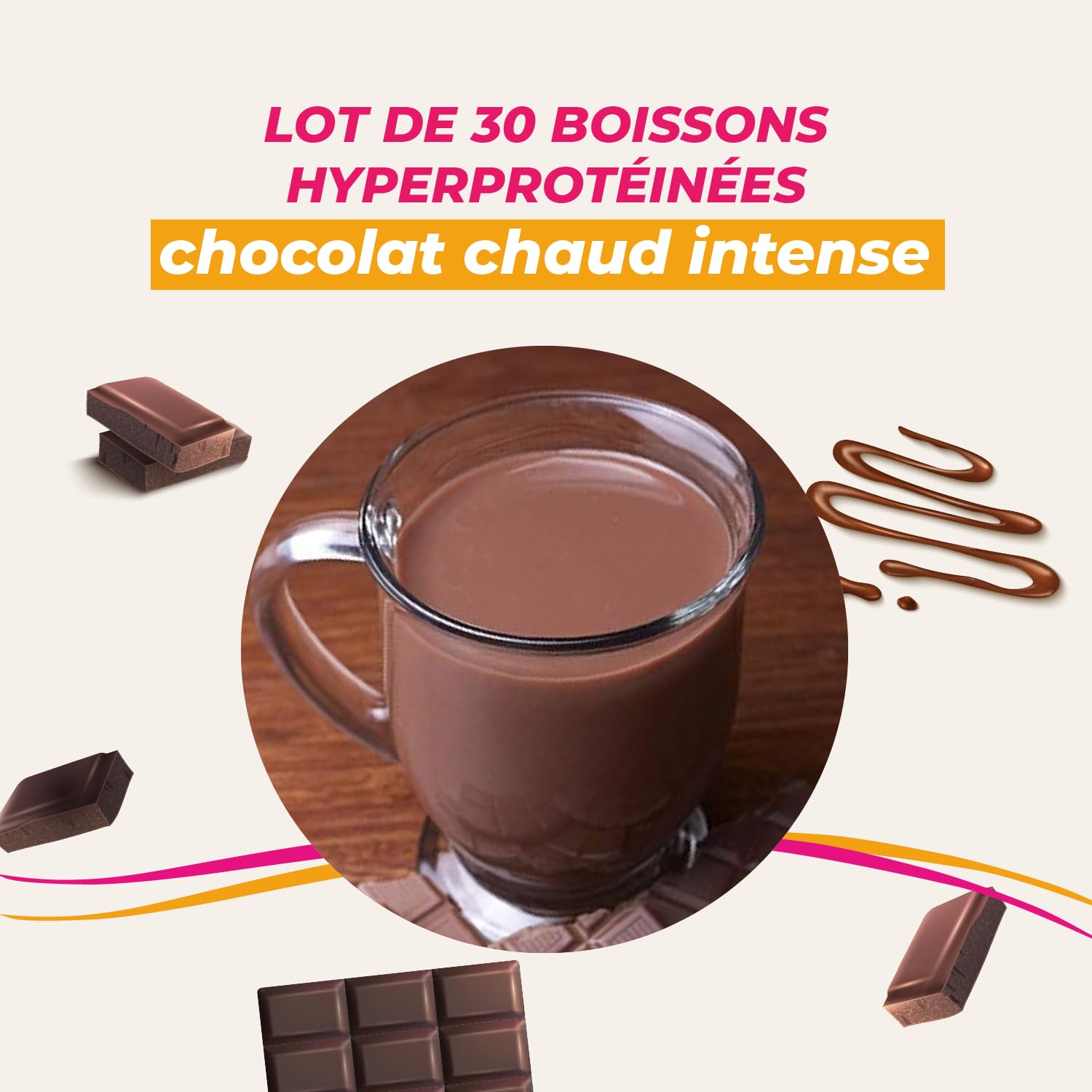 Bevanda proteica al gusto intenso di cioccolato - Confezione economica da 30 buste per ricostituire - Bevanda dimagrante