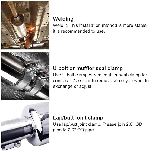 Miniatura 4 de SYKRSS - Silenciador de entrada de 2 pulgadas, silenciador de escape de 2 a 3 pulgadas, puntas de tubo de escape de resonador, silenciador de cola