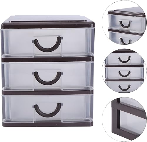 Miniatura 4 de Zerodeko Organizador de escritorio con 2 cajones, mini gabinete de almacenamiento de cajones de plástico transparente, caja de almacenamiento de