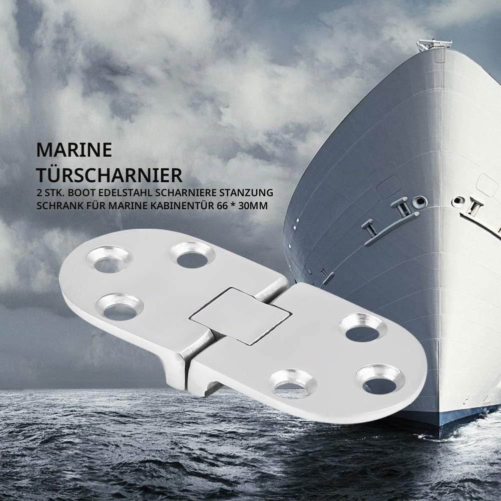 Aramox Flush Marine Hinge Marine Türscharnier, 2 Stück Boot Edelstahl Scharniere Stempelschrank für Marine Kabinentür 66 * 30mm