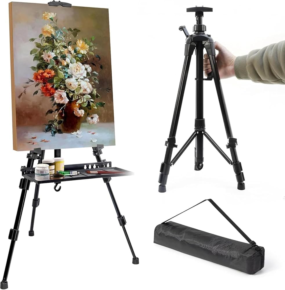 Caballete de artista ajustable con bandeja y bolsa, caballete plegable de 55 a 155 cm para pintura, dibujo y pósteres