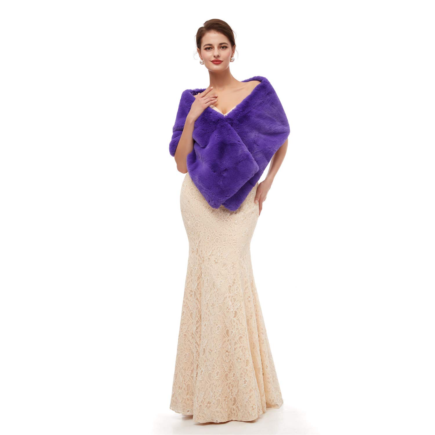 HeartgownWomen's Faux Fur Wraps Shawls Cape Shrug For Wedding Evening Party