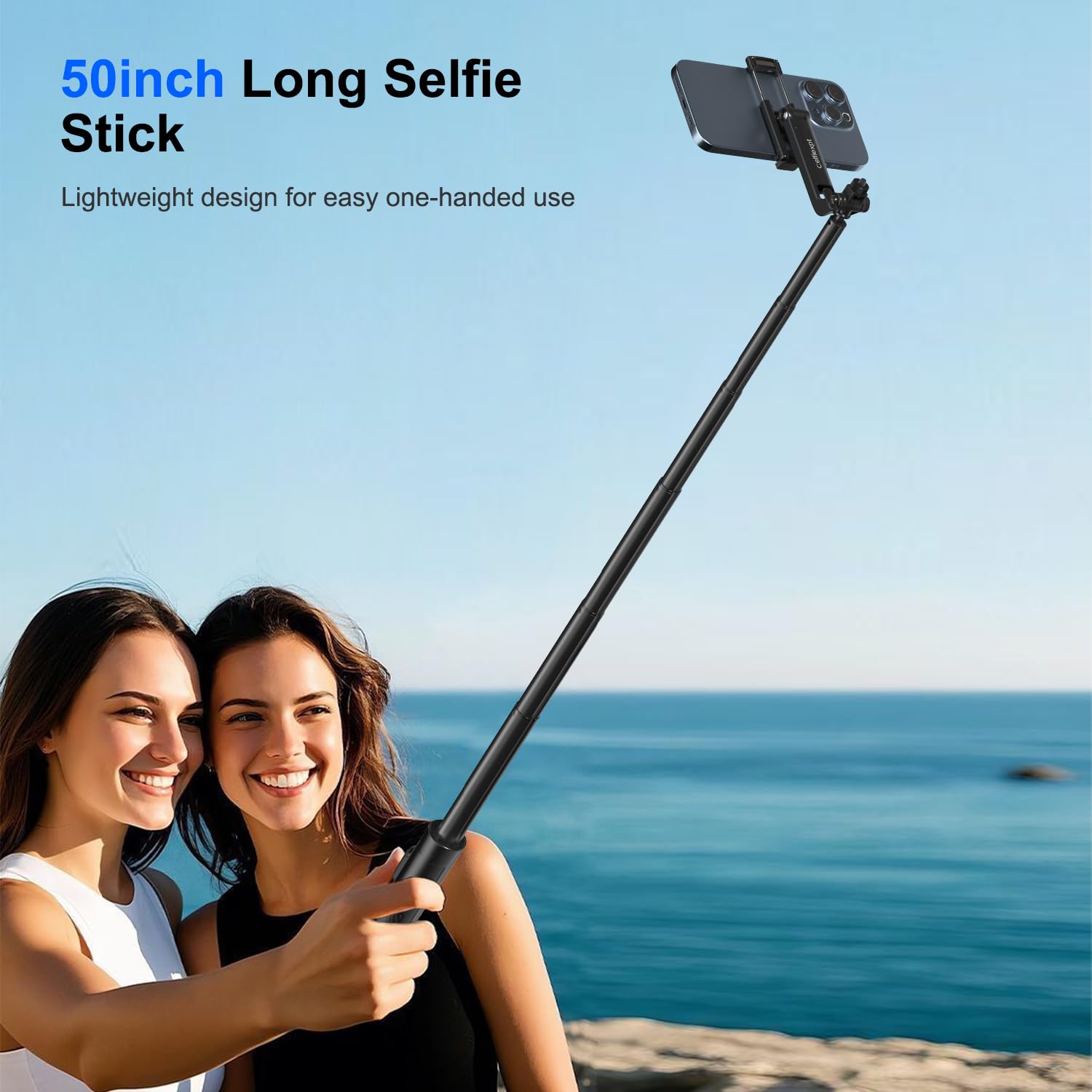 Celfiexpt Selfie Stick Tripod Portable 50" Extendable Bluetooth Mobile Tripod with 360° Adjustable Holder, Phone Stand for Video Recording Shooting Vlogging YouTube Cooking, Black — Amazon image 5
