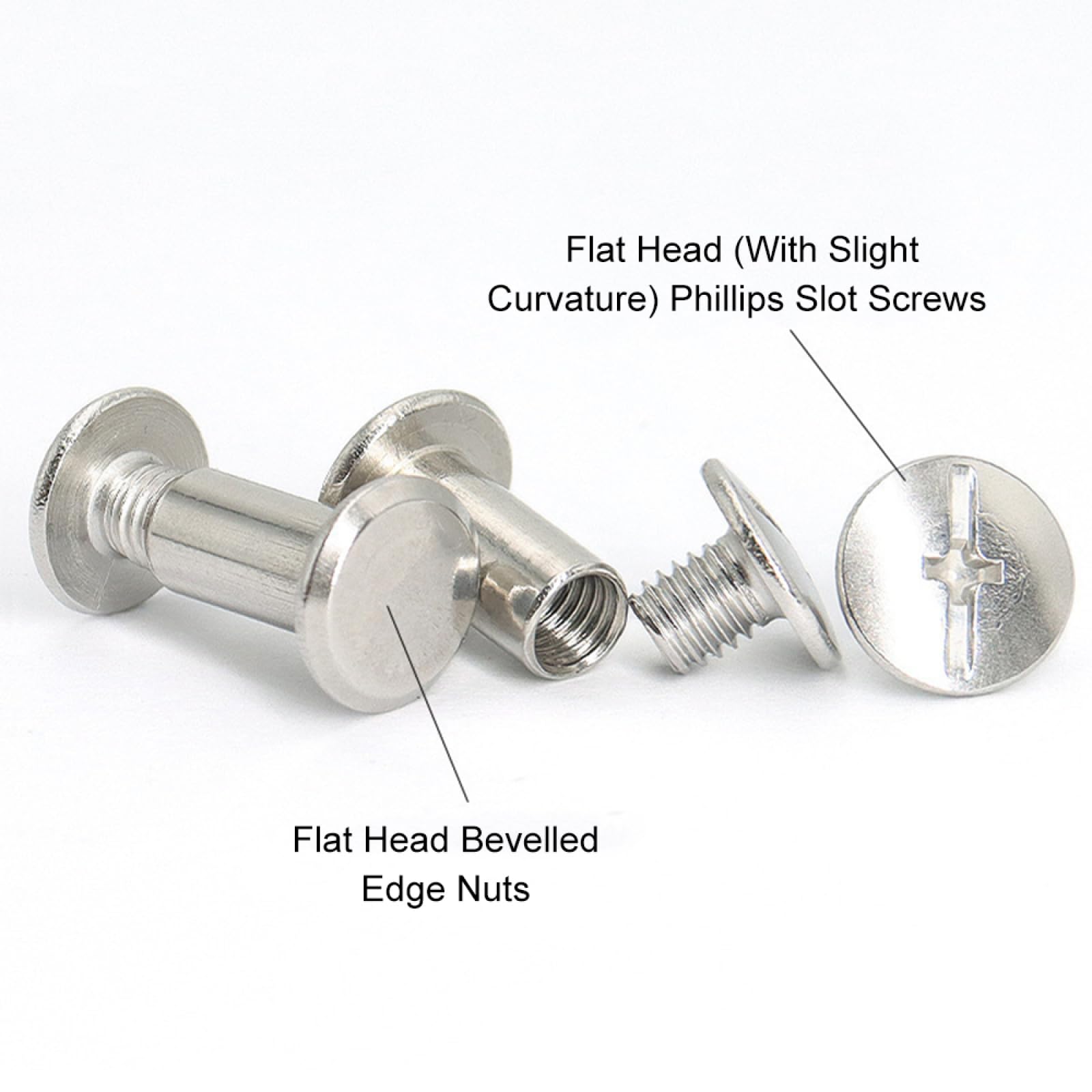 PATIKIL 24 Sets Chicago Screws 4x4mm - Edelstahl Nietenschrauben Für Leder & Bastelprojekte