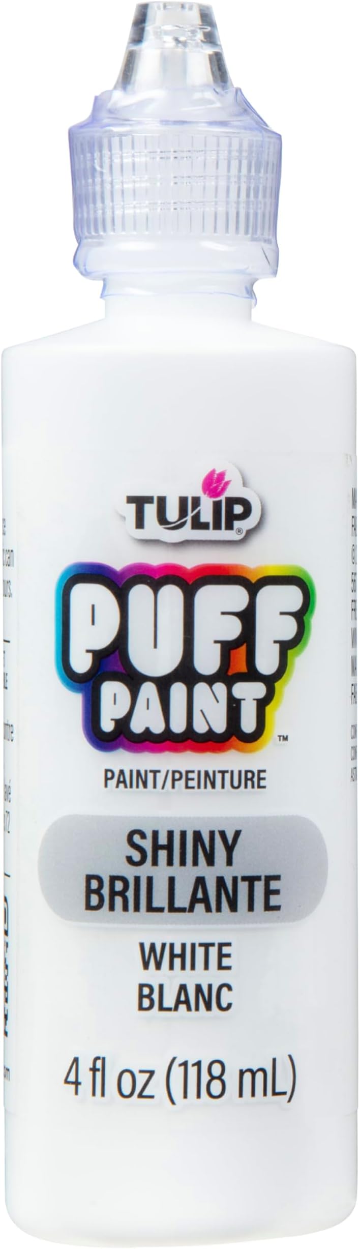 Tulip Puff Fabric Paint , Permanent Craft Paint for Clothes, DIY Projects, Notoxic, 4 fl oz, Shiny White