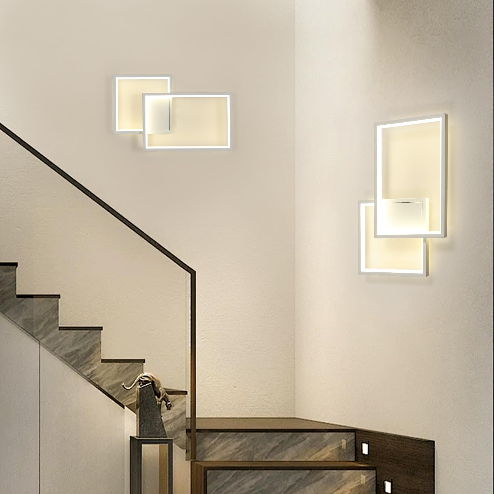 34W LED Applique da Parete Interno 41CM Lampada da Parete 4500K | 34W 3825LM Moderno Bianco Lampada a Muro in Alluminio per Camera da Letto Soggiorno Scale Corridoio, Luce Neutra 4500K