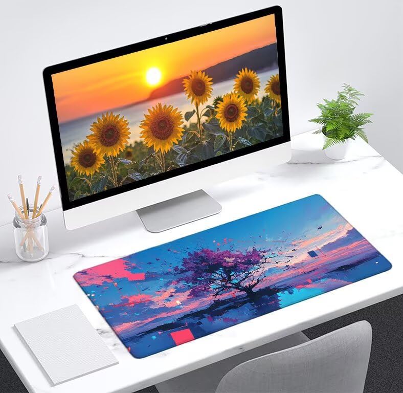 Mouse pad grand format pour PC portable avec motif arbre de design
