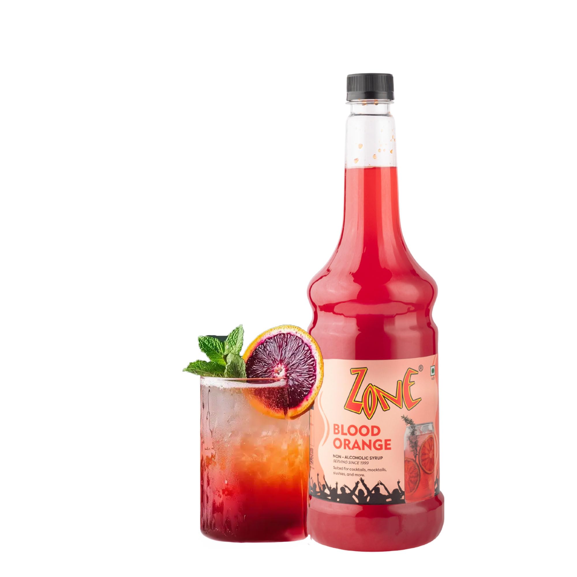 Zone Blood Orange Flavoured syrup – Citrus Fruit Syrup & Drink Mixer for Cocktails, Mocktails, Sodas, Lemonades, Iced Teas, Smoothies & Summer Beverages | Premium Bar Syrup 1 Litre – More Servings, Perfect For Café Restaurants & Professional Use
