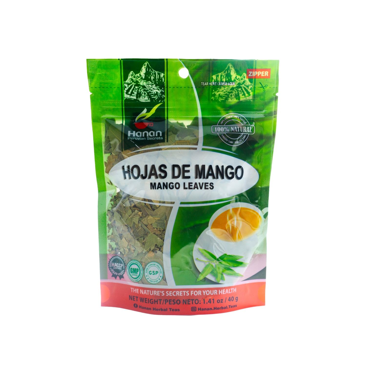 Hanan Peruvian Secrets Mango Loose Leaf Tea | 100% All-Natural Dried Hojas de Mango from Peru - Mangifera indica |1.41oz (40g)
