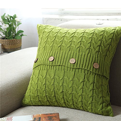 Xiao Hua Cotton Cable Knit Pillow Cover Soft Warm...