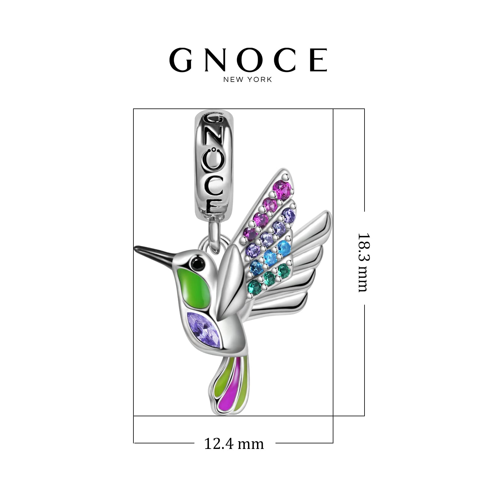 GNOCE Ciondolo Fiore/Pianta Charms Argento Sterling 925 Ciondola Colibrì Charm Bead Fit Bracciale/Collana per Donne Ragazze Figlia