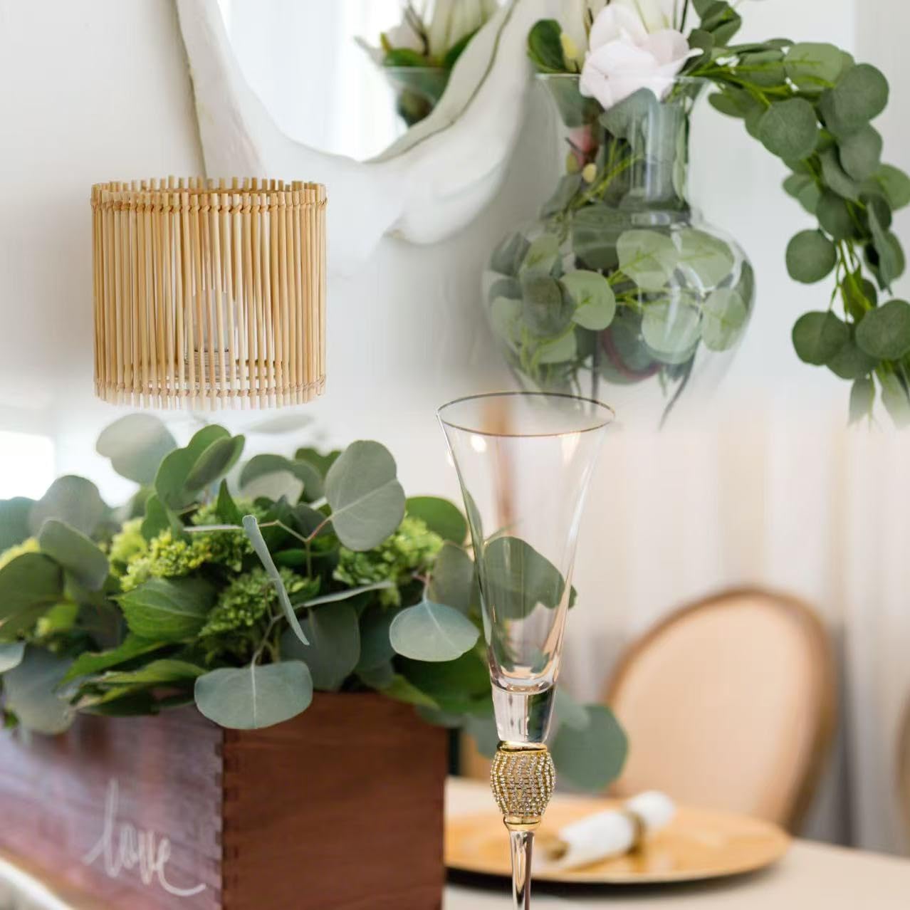 Sggvecsy 16Pcs Artificial Eucalyptus Garland Greenery Leaves Silk Vines Silver Dollar Leaves Faux Leaf Plants for Wedding Wall Table Party Home Fireplace Bedroom Decor - Image 7