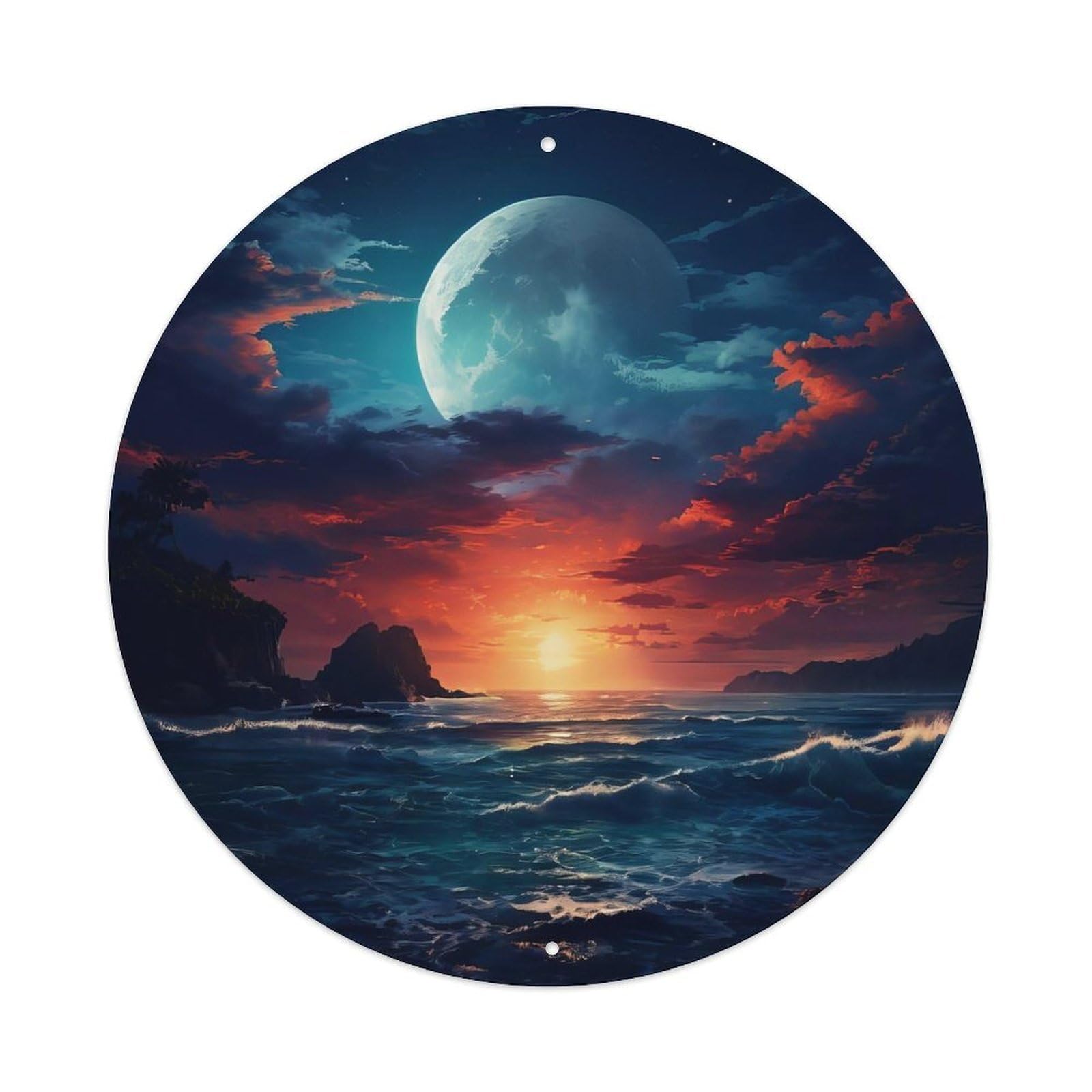 Space Blazing Blue Star with Cosmic Cloud Dynamics Metal Tin Sign