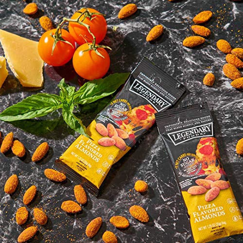 Legendary Foods Pizza Flavored Almonds | Keto Friendly Low-Carb Snacks | High Protein, Fat, Potassium & More | Ideal Gluten Free Snacks for Post-Workout or Keto Diet (1.25oz, Pack of 12)