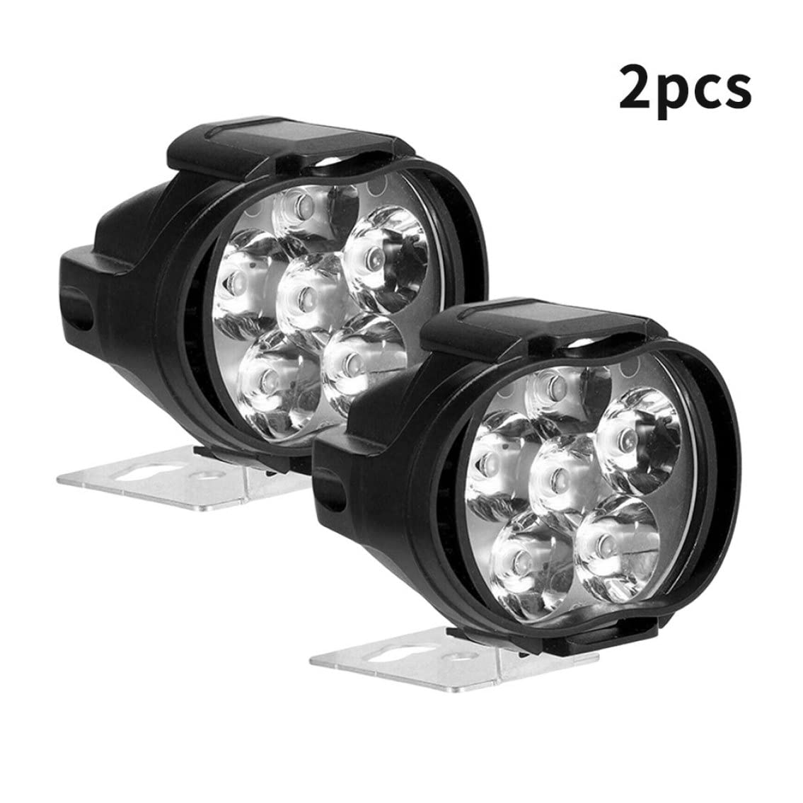 Faro per moto, universale, 6 LED, faretti, ausiliari, fendinebbia, con interruttore, 2 pezzi