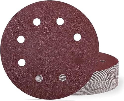 40Pcs 7 Inch Drywall Sander Sandpaper 80 Grit Sanding Discs, Wall Sander Disc 180mm Long Neck Sander Pads for Walls(8 Holes)