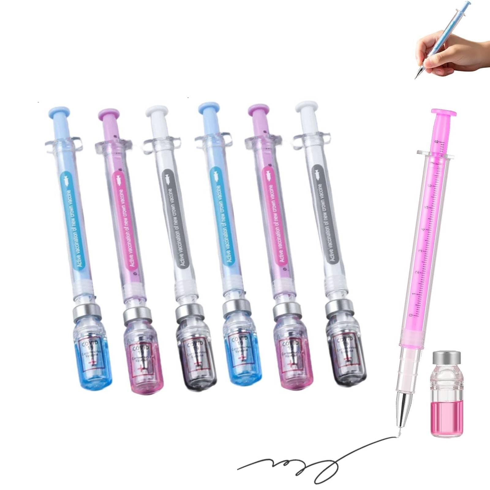 6Pack Syringe Shaped Gel Pens,2026 New Creative Syringe Shaped Gel Pen for Funny, Nurse Accessories, Neutral Pen for Office Supplies, Pe-n Body Color Random