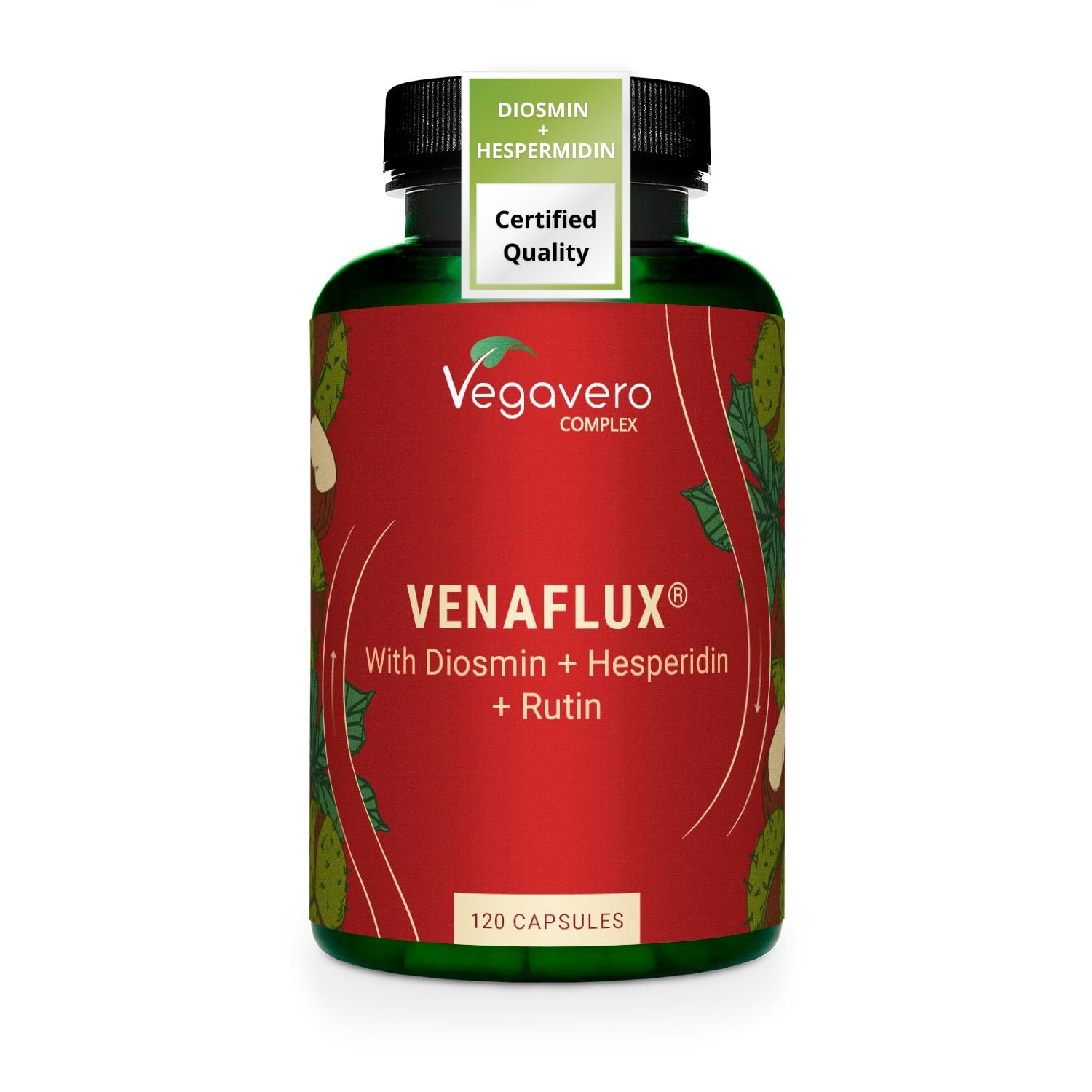 VegaveroCirculation Booster | with Diosmin, Hesperidin, Rutin, Horse Chestnut & Butcher’s Broom | 120 Capsules | Leg Flow, Haemorrhoids & Varicose Veins Relief | Vegan