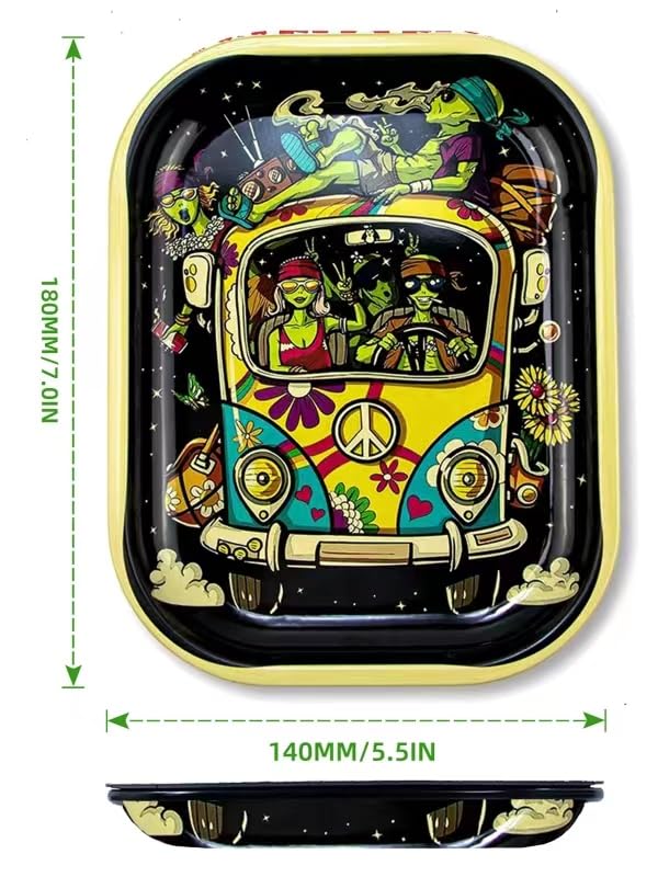 FANVANAI Metal Tray with Soft PVC Magnetic Lid Small Cute Decorative Tray Ideal Storage for Home or on The Go, 7